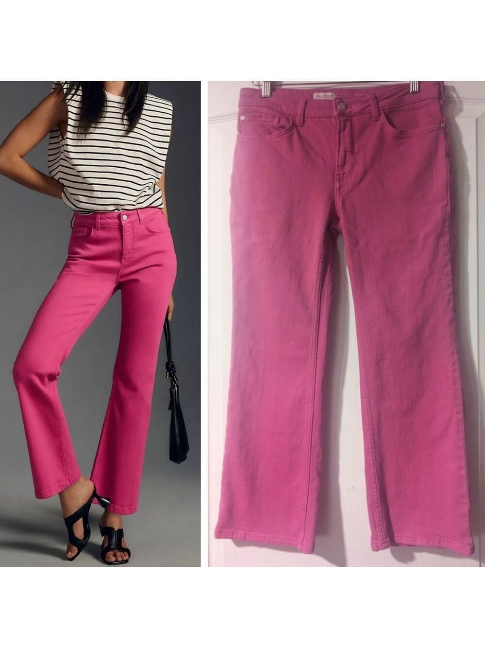 Anthropologie Pilcro | The Yaya Mid-Rise Crop Flare Jeans In Pink